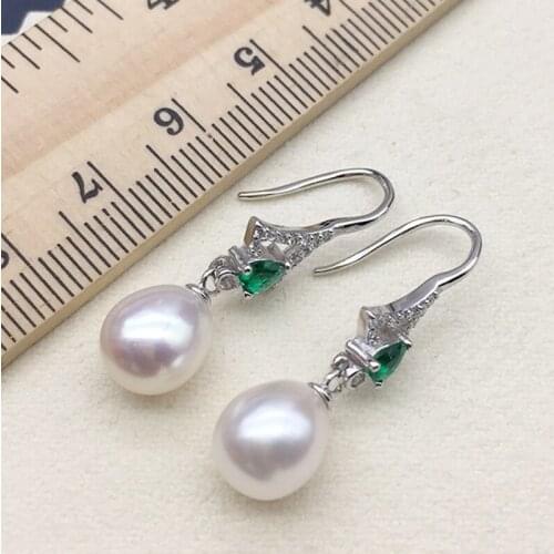 925 Sterling Silver Shiny Zircon Freshwater Natural Drop Pearl Retro Wedding Charming Luxury Earring Jewelry for Women Gift New