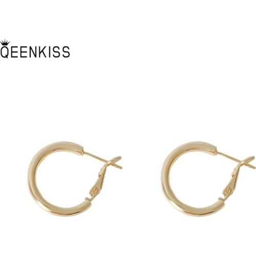 QEENKISS EG788 Fine Jewelry Wholesale Fashion Woman Birthday Wedding Gift Circle Retro 925 Sterling Silver Needle Hoop Earrings