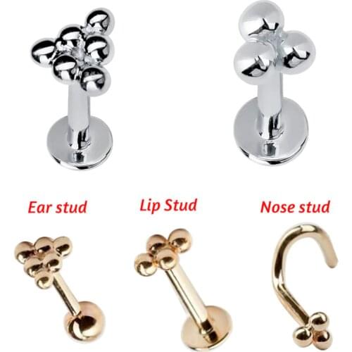 1Pc Beaded Triangle Labret Lip Monroe Medusa Cartilage Tragus Piercing Silver Color Gold Labret Nose Ring Tragus Cartilage Stud