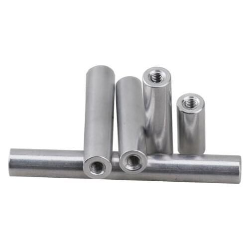 2pcs M6 female threaded round standoffs full thread nut 10mm OD aluminum alloy top column extension rod 10mm-100mm long