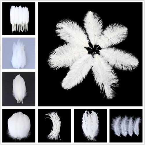 20pcs White Feathers Natural Ostrich Goose Chicken Plumes for Wedding Home Party Jewelry Decoration Making for for Needlework