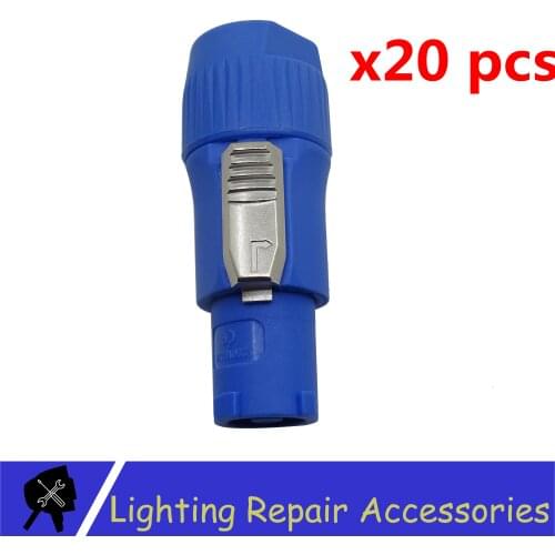 20Pcs/lots 3 PIN Blue Connector Great Quality Power Plug For LED Stage Light Moving Head Light Audio Cable Power Cable