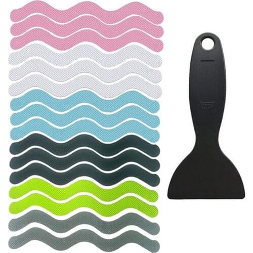 24Pcs/Set S Wave-shaped Anti Slip Strips Transparent Shower Stickers Bath Safety Strips Non Slip for Bathtub Shower Stairs Floor