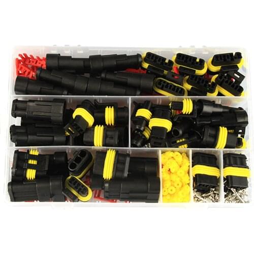 352 PCS Waterproof Car Electric Cable Connector Terminal Plug Kit Set 1 2 3 4 Pin Truck Plug Car Spark Connector Assorted Box