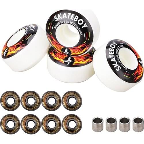 SKATEBOY 4Pcs Skateboard Wheel with ABEC-11 Bearing Double Rocker Skateboard High Rebound 98A Competitive Wheels 52x32mm