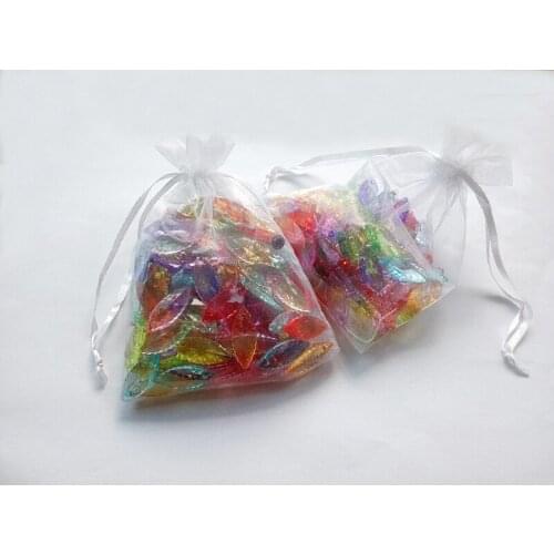 50pcs 10*15 White gift bags for jewelry/wedding/christmas/birthday Organza Bags with handles Packaging Yarn bag