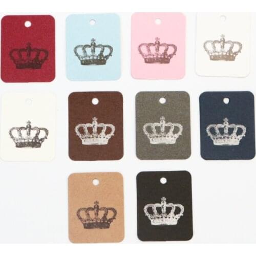 500pcs Paper With Crown Printing Price Label Tags 2.6*3.3cm Jewelry Display Card Multi Colors Paper gift cards