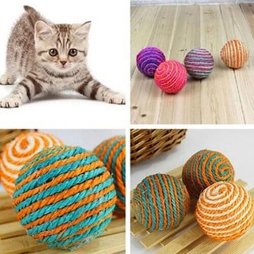 60% Dropshipping!Interactive Cat Pet Sisal Rope Weave Ball Teaser Play Chewing Rattle Scratch Catch Toy Kitten Supplies Products