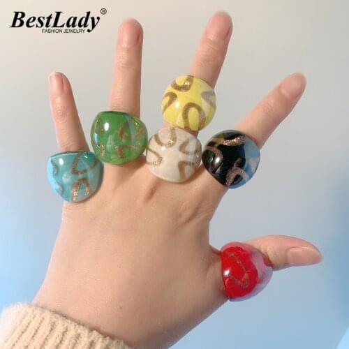 Best Lady 2021 Fashion Colorful Glass Flower Rings for Women Bohemian Luxury Unique Cute Engagment Rings Finger Accessories Gift