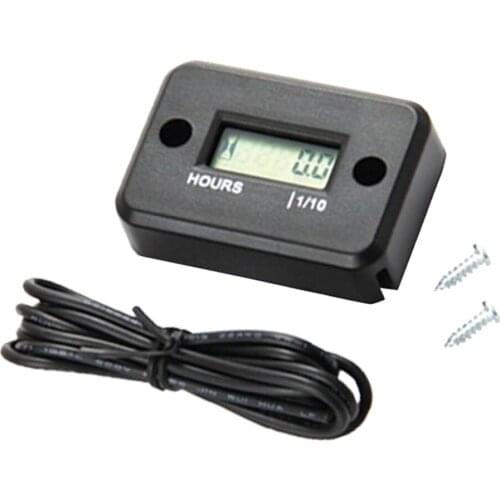 Black Inductive Hour Meter For Marine ATV Motorcycle Dirt Ski Waterproof