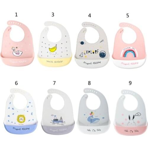 Toddler Baby Feeding Bibs Infant Waterproof Food Catcher Pocket Soft Silicone Feed Saliva Towel