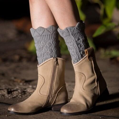 Leg Warmers Winter Women Boot Cuffs Buttons Crochet Boot Socks Cover Knitted Gaiters Leg Warmers