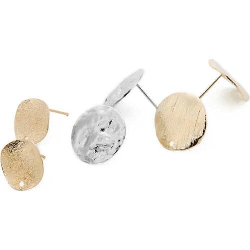 Julie Wang 20PCS 12/15mm Stud Earring Alloy Earring Post Flat Back Base Ear Pin Settings Jewelry Making Accessory