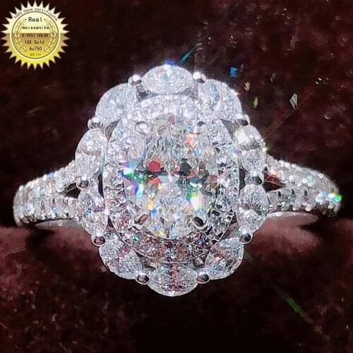 10K Au417 White Gold Women Wedding Anniversary Engagement Party Ring 1 2 3 4 5 Carat Oval 2 Lap Moissanite Diamond Ring Luxury