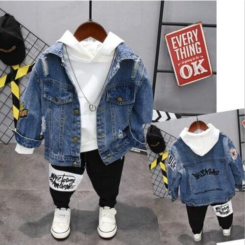 Children Clothing Set Baby Sets Childrens Kids sping Autumn Boys Denim jackets, hoodies, pants 3pcs Outfit Sports Suit Set 2-6Y