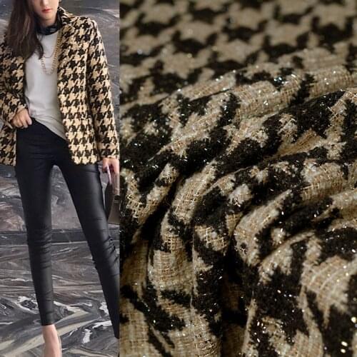 Red Raspberry France Fil-Lumiere Houndstooth Tweed Fabrics Garment Materials Autumn Jacket Sewing Cloth Tailor Freeshipping