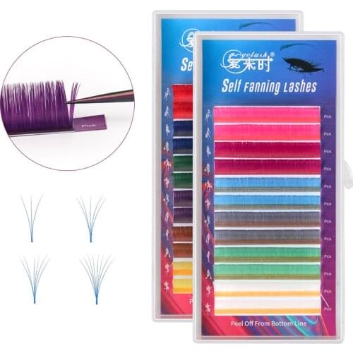 NEWCOME Mix Color Auto Fanning Eyelash Extension Self Blooming Lashes DIY 2D/3D/4D/5D/6D Eyelashes Makeup Tool