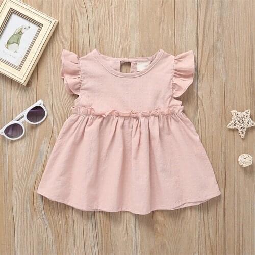 Baby Girls solid color Dress Boho Cute Children lace up Dress Kid Clothes Girls Summer Dress For Girl Costume Vestidos ss