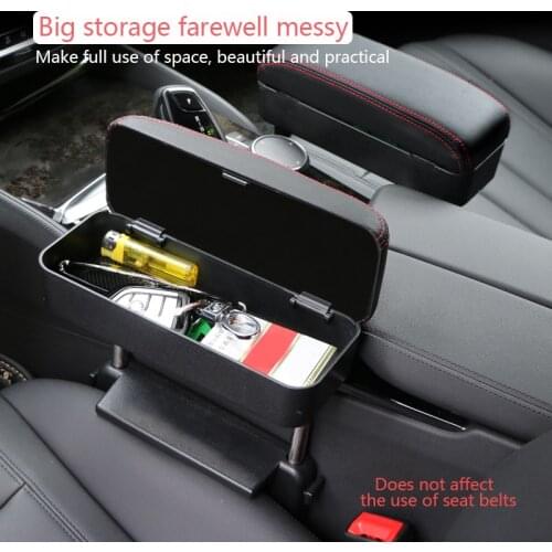 Armrest Storage Box Car Center Handrail Leather Box Adjustable Up and Down Universal Comfortable Center Elbow Support Cushion