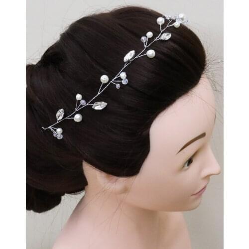 Silver Crystal Rhinestone Bridal Bead Headband Elegant Women Hair Ornament Wholesale Tiara Wedding Accessories for Party Jewelry