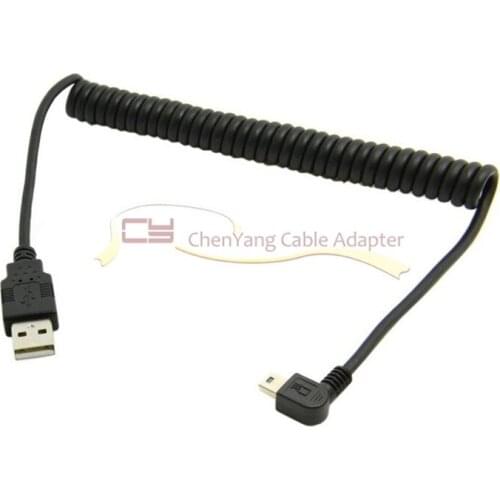 Right Angled 90 degree USB 2.0 Mini Male to A Type Male Stretch Data Cable for SSD & Hard Disk
