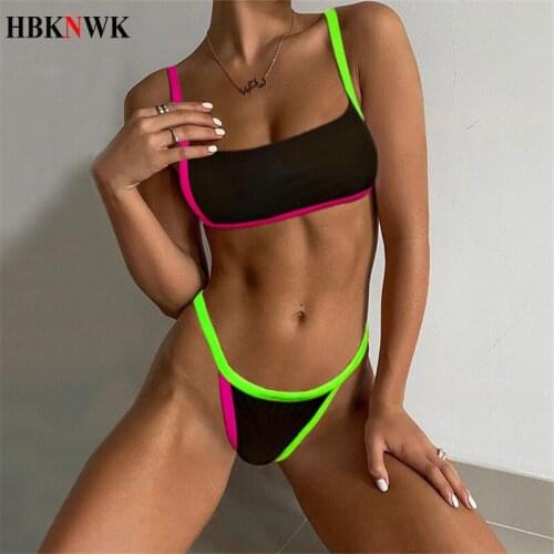 Sexy Thong Bikini Black Rose Splicing Women Swimsuits 2021 Swimwear Two-pieces Bikinis Set High Leg Cut Bather Bathing Suit Swim
