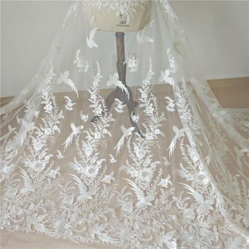 Special lace Sparrows and flowers shape fabric embroidery lace for dress