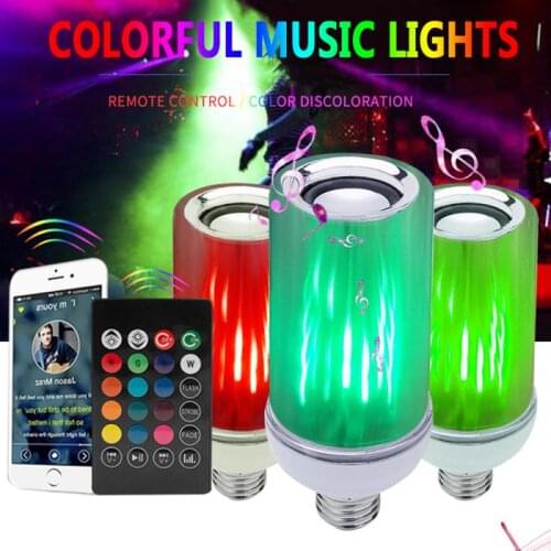 LED Bulb RGB Light E27 8W Wireless Bluetooth Audio Speaker Music Play Dimmable Light Dancing Lights with 24 Key Remote Control