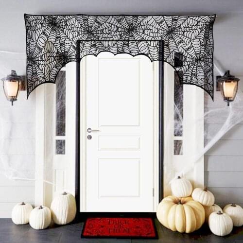 Halloween Decoration Horror Props Lace Spiderweb Fireplace Mantle Scarf Cover Tablecloth Curtain Cosplay Party Supplies