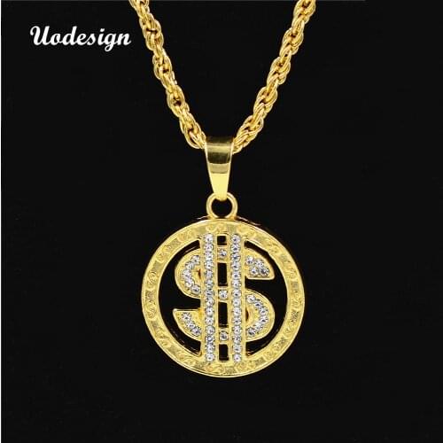 Uodesign Hiphop Necklace US Dollar Gold Color Pendant & Chain Gift for Men/Women Ethiopian Jewelry Trendy Hiphop Jewelry