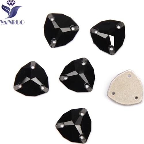 YANRUO 3272 All Sizes Jet Trilliant Flat Back Sewn Stones DIY Strass Crystal Black Rhinestones For Garment Accessories