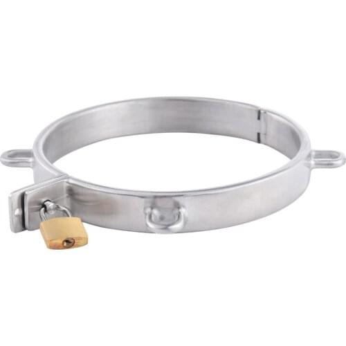 Black emperor stainless steel fun collar SM sex toys male female new cheap four ears keys open