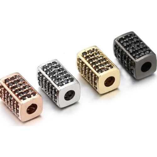 0.5*1cm Cube spacer micro pave cz cubic zirconia spacer beads metal Crystal bracelet DIY making silver gold plated yhyg888
