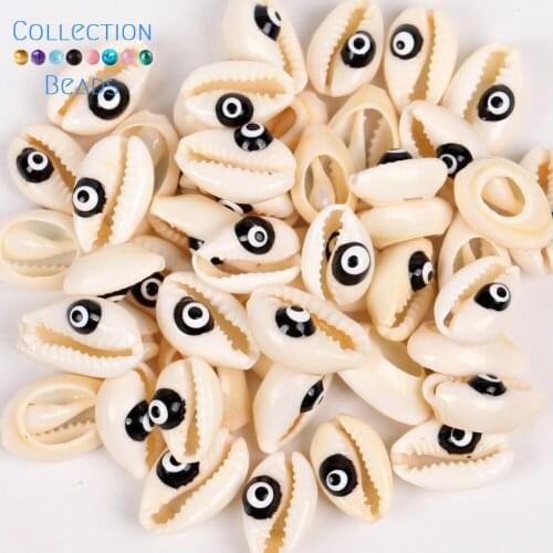 10-20mm Natural Black Eyes Seashell Cowrie Conch Loose Spacer Beads Beach DIY for Jewelry Making Sea Shells Bracelet 10Pcs