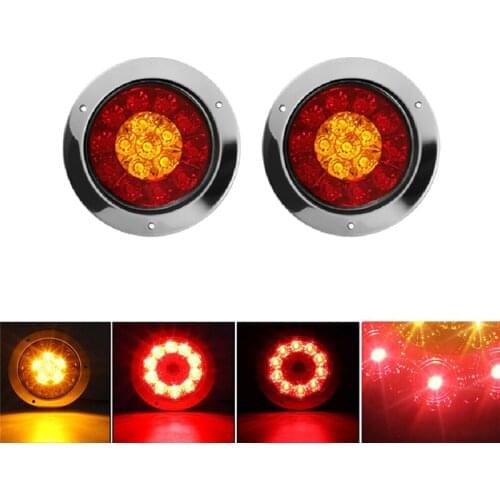 12v 16 Led Automobile Round Amber Red Tail Lamp Rear Fog Lamp Brake Operation Reversing Lamp Truck Trailer