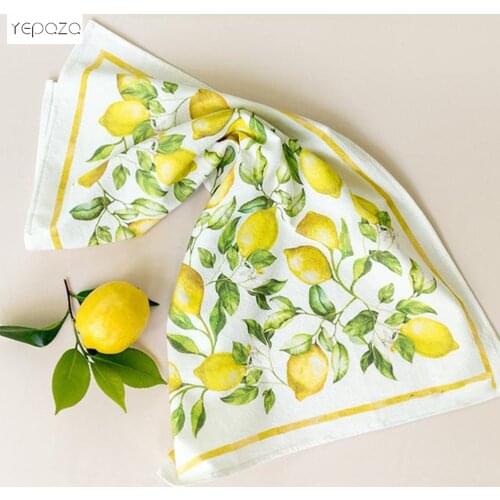 2pcs in a set Kichen Decoracion Pretty Lemon Tea towels Flour Sack Cotton Kitchen Towels Strong Water Absorbent Soft Discloths