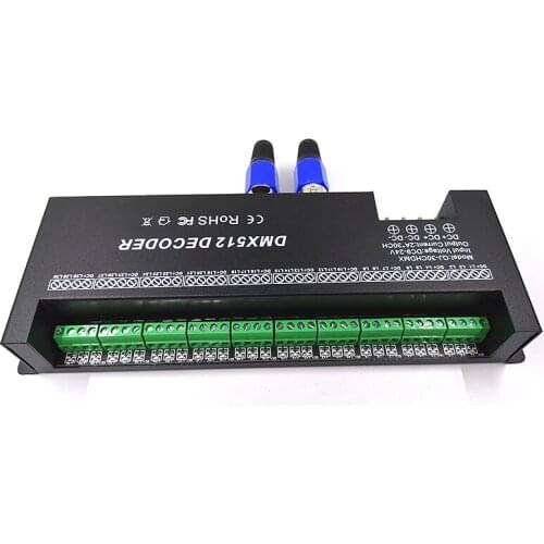30 Channel RGB DMX512 Decoder LED Strip Controller 60A DMX Dimmer PWM Driver Input DC9-24V 30CH DMX Decoder Light Control
