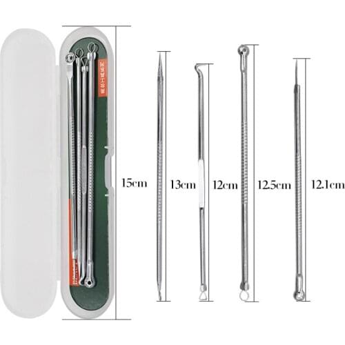 4pcs 2 Colors Blackhead Acne Remover Needle Blemish Pimple Spot Blackhead Extractor Remover Pore Cleaner Face Cleansing Tools