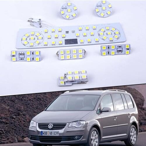 7x for VW Volkswagen Touran MK1 2003~2015 Interior Lights Dome Map Room Roof LED Lamps Reading Light Trunk Lamp 12V 5050 Panel