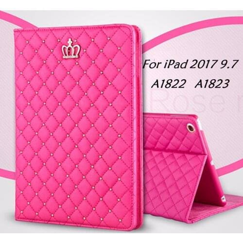 9.7'' Luxury Crown Coque For iPad 2017 9.7 Case Flip A1822 A1823 Smart Auto-Sleep PU Leather Stand Cover for iPad 9.7 2017 Case