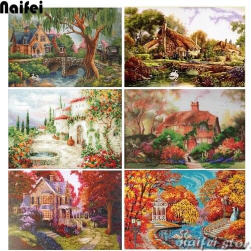 Diamond Embroidery Cabin Landscape 5D DIY Diamond Painting house Full Drill Picture season scenic Rhinestones Kits Wall Decor