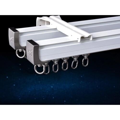 Aluminum Alloy Curtain Track Rod Ceiling Side Installation Single Durable Triple Accessories Customize Size