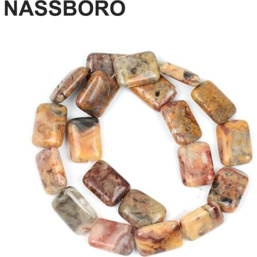 Rectangle Natural Charm Crazy Agates Stone Beads Loose Spacer Beads For Fashion Bracelet Necklace Jewelry Making DIY 13X18mm