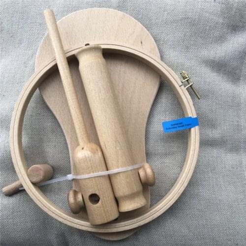 BWRMHME Dia21cm Woode Solid Cross Stitch Rack Stand Desk Standing embroidery Frame Chinese Embroidery frame Kit