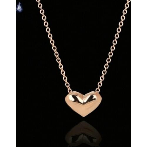 DANS ELEMENT Simple Elegant Love Heart Cute Chain Necklaces & Pendants Rose Gold Color Metal Fashion Jewelry For Women DEN099