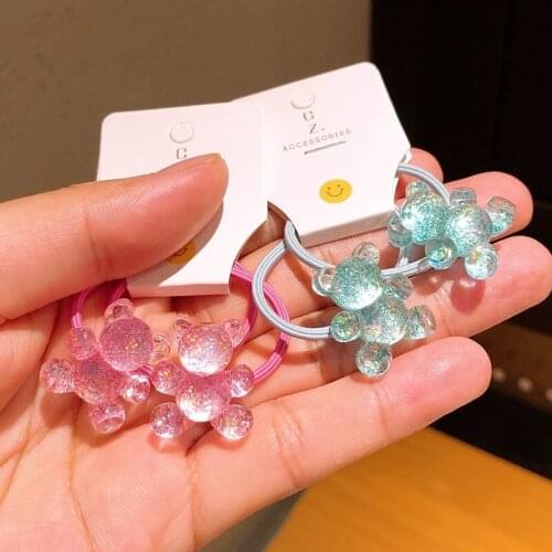 2PCS Cartoon Little Bear Cute Princess Headwear Kids Elastic Hair Bands Children Hair Ties Girls Accessories Baby Headdress