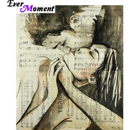 Ever Moment Diamond Painting Art Love Kiss Music Score Diamond Embroidery Lovers Full Square Stones Mosaic Handiwork ASF944