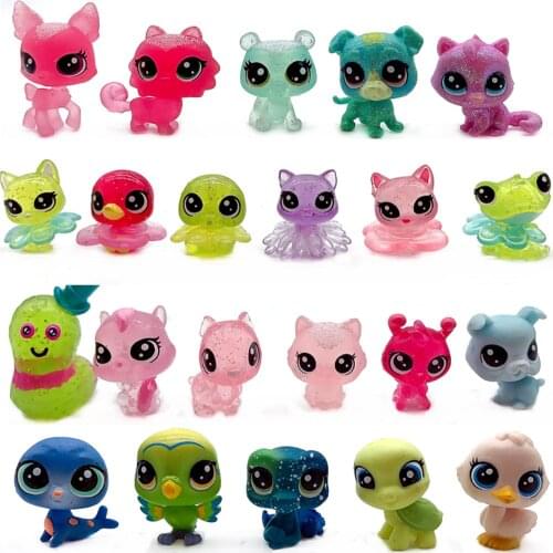 Pet shop Snowflake transparency limit Collection Figure Collie Dog Cat Animals Loose Cute Kids Toys Figure Gift