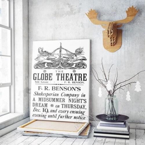 Heywood Sumner Artwork Poster, Globe Theatre Wall Art, Heywood Exhibition Museum Poster, Londo Gallery Vintage Art, Home Decor