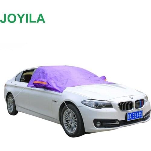 Joylia Waterproof Half Car Cover Snow Windshield Sunshade Sunscreen Silver Dustproof UV Protection Rainproof for Sedan